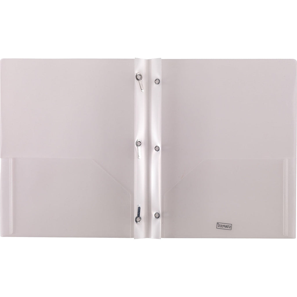 Staples 2-Pocket Presentation Folder with Fasteners Clear 3/Pack ST26387-CCVS