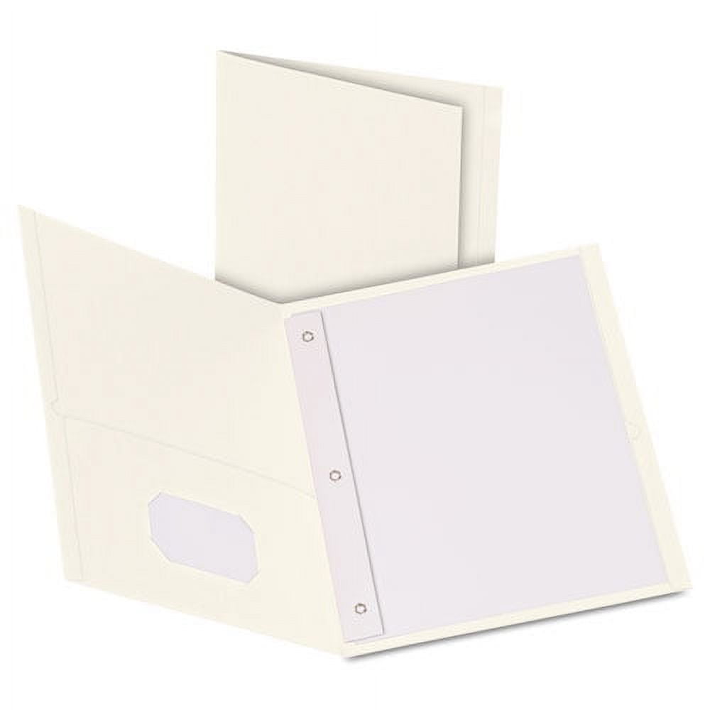 Oxford Twin Pocket 3-hole Fastener Folders, White, 25 / Box (Quantity)