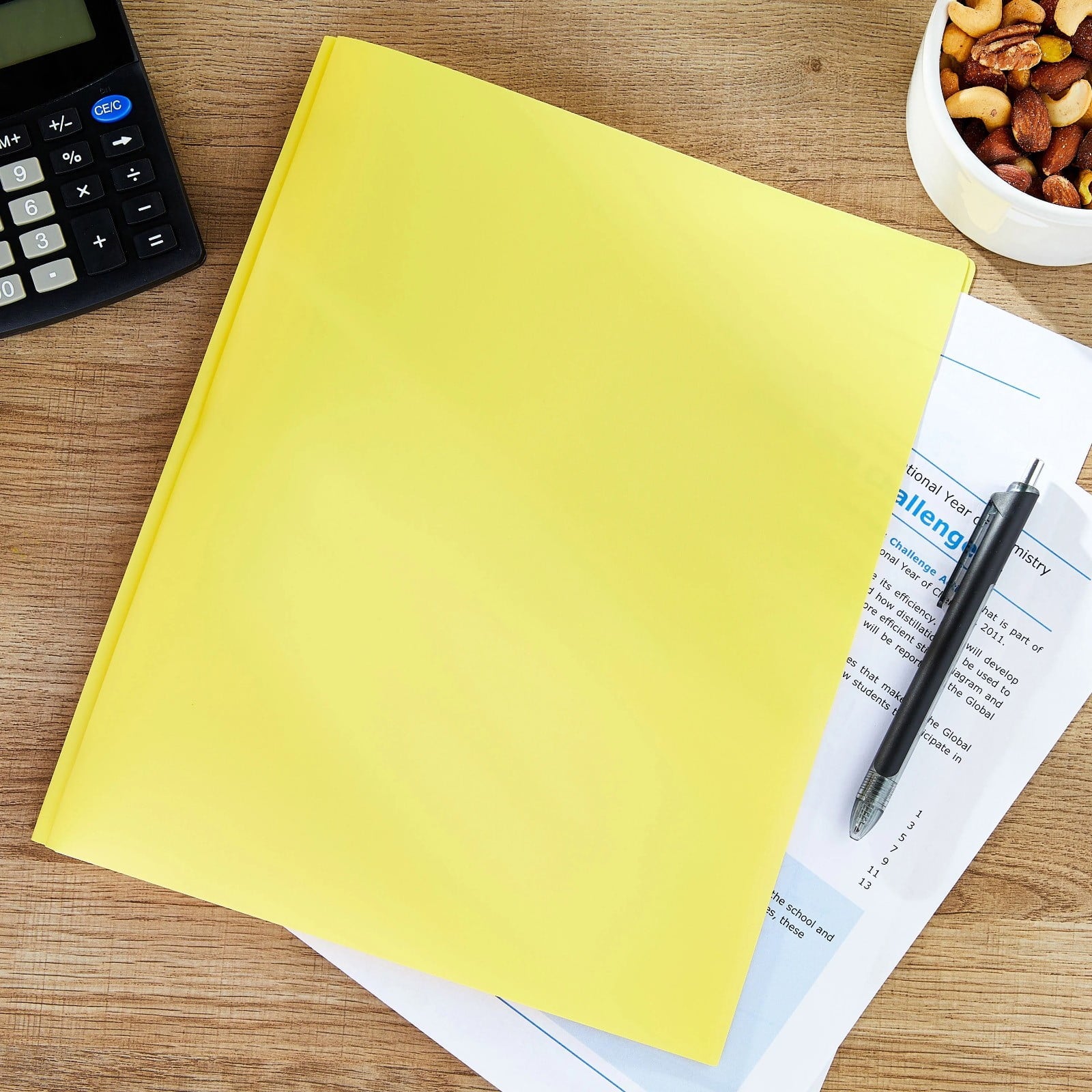 ZTTD 1Pc Pocket Folders with Brads, Poly Folder with Brads, Plastic Solid Colored Folder with Pocket and Prong, 3 Brad Plastic Pocket Folder for Letter Size Paper, Yellow