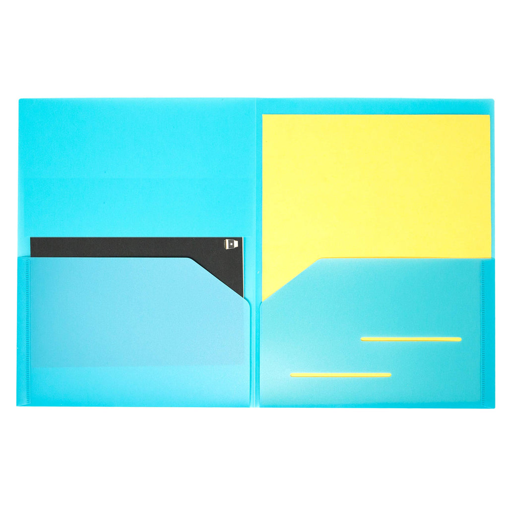 Youngever 12 Pack Plastic Pocket Folders - Heavy Duty Plastic 2 Pocket Folder, in 6 Colors