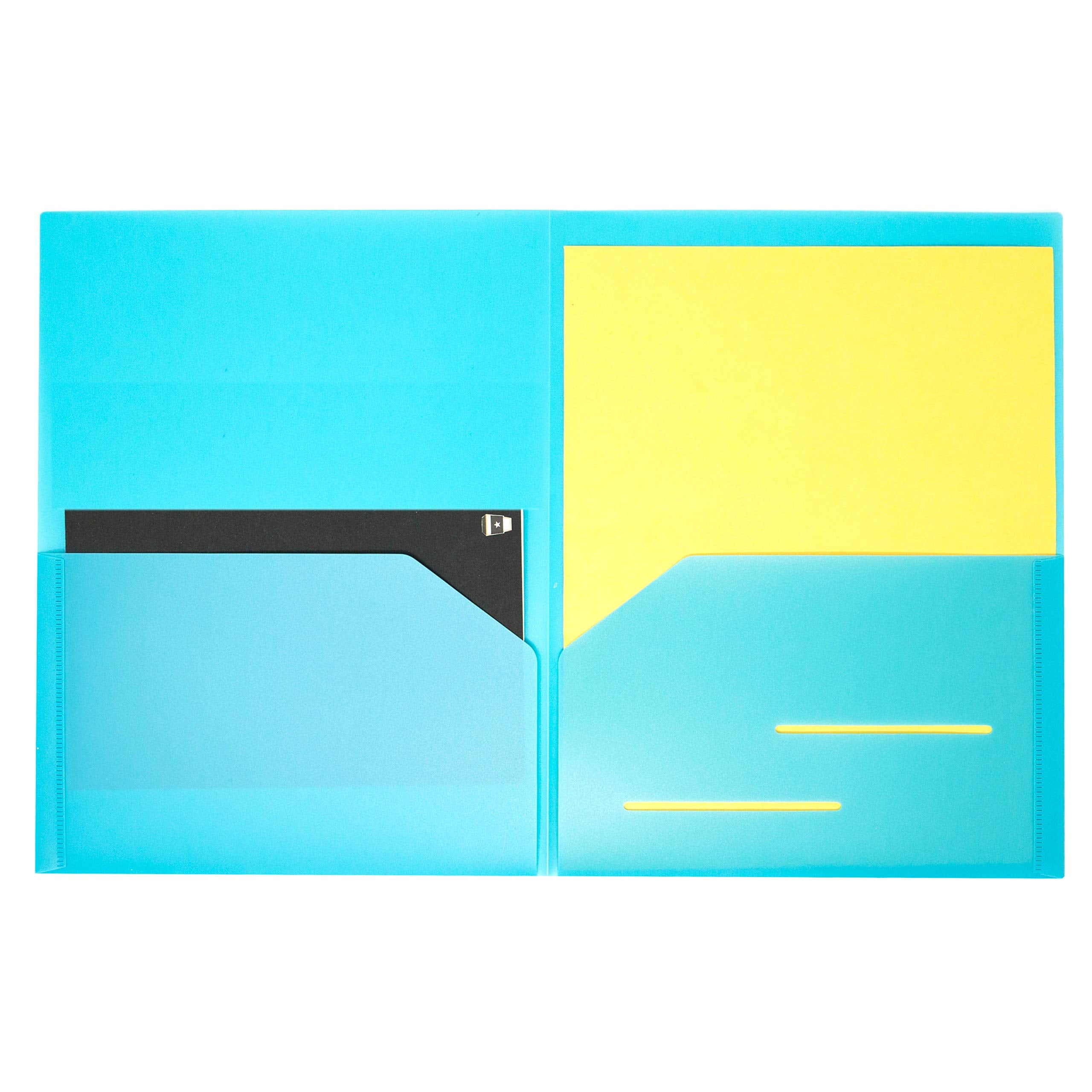 Youngever 12 Pack Plastic Pocket Folders - Heavy Duty Plastic 2 Pocket Folder, in 6 Colors