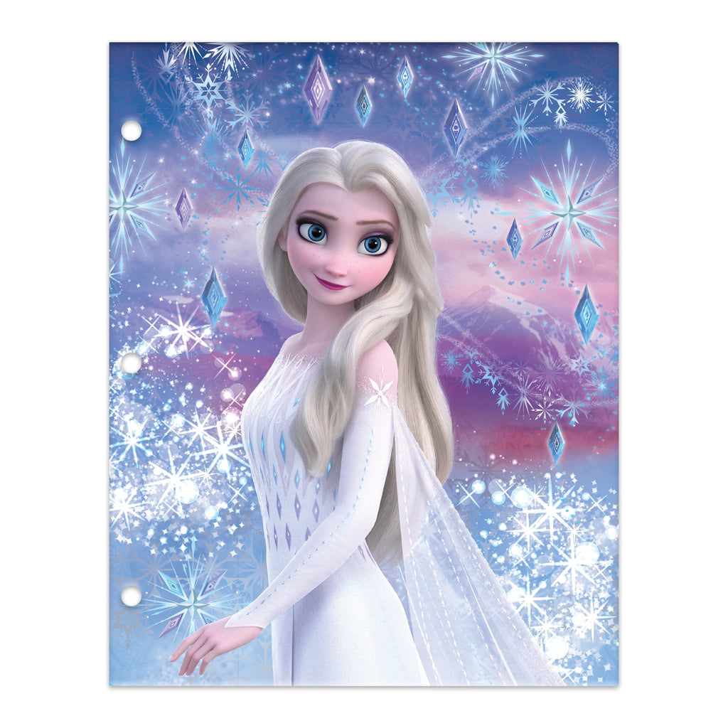 Disney Frozen 2-Pocket Paper Folder, 3-Hole Punched, Assorted Designs