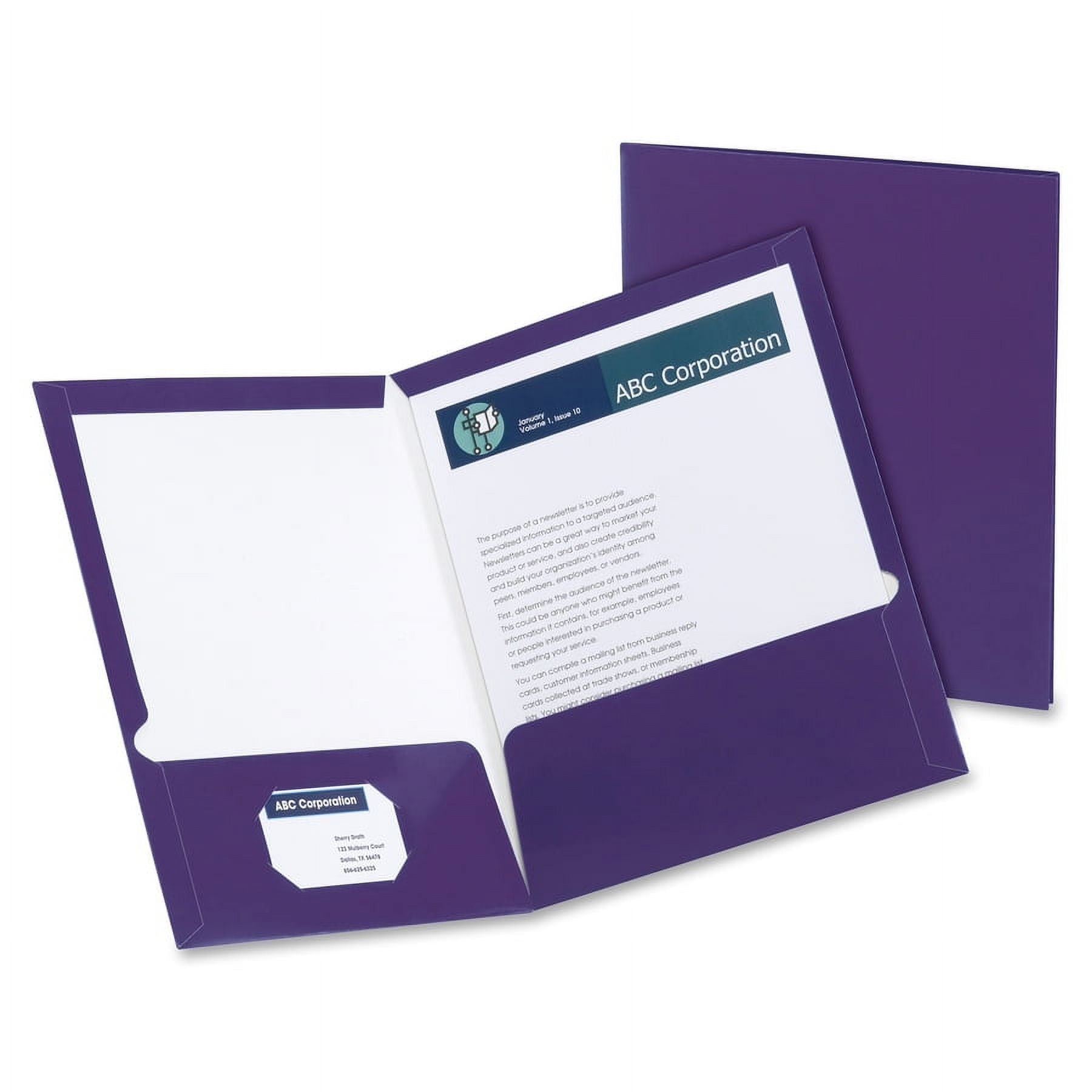 Oxford Showfolio Laminated Twin Pocket Folders 25/Pkg-Purple, Letter Size