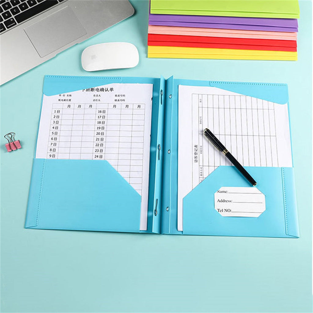 Plastic Folder with Prongs for Homework - Two Pocket Letter Size Organizer, Back to School Essential for Students Pink(B,9.57x11.73")