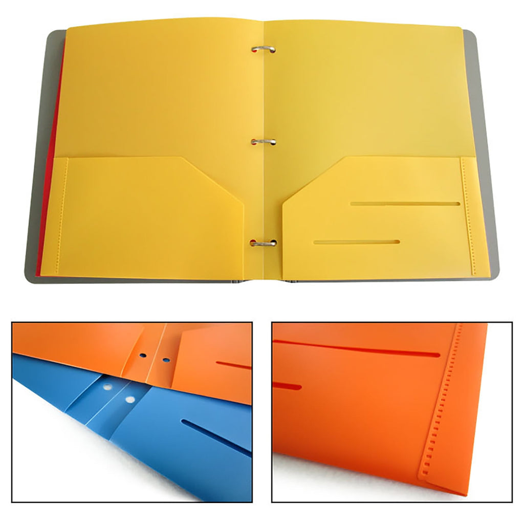 PEEIUO 2 Pocket Folders,Recycled Plastic punch Folders with 3 hole, Fits 3-Ring Binder, Holds 11” x 8-1/2” Paper,color random