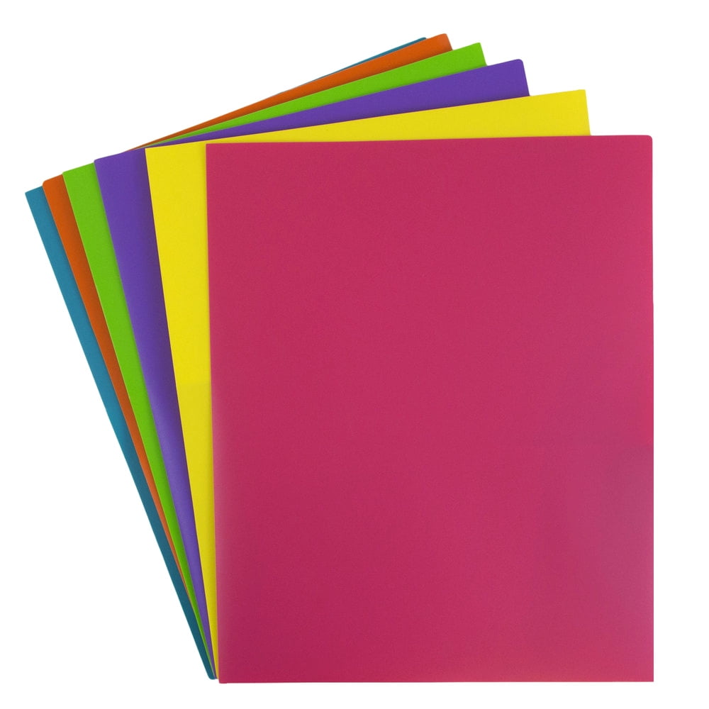 JAM Paper Plastic 2 Pocket Folders, Assorted Fashion Colors, 6 per Pack