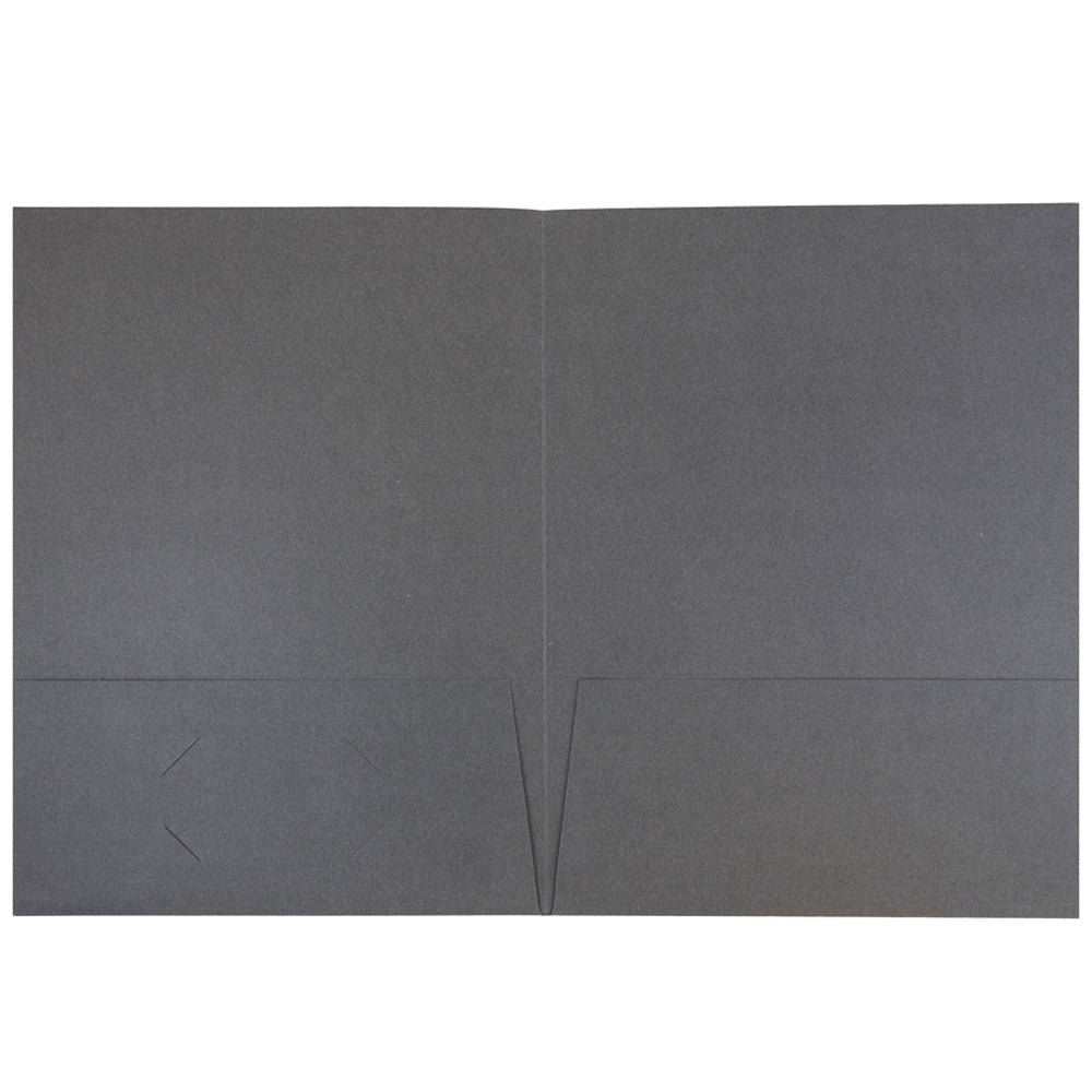 JAM Paper Two Pocket Textured Linen Business Folders, Gray, Bulk 100/Box