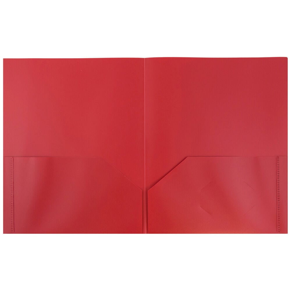 JAM Paper Plastic 2 Pocket School POP Folders, Red, 3/Pack