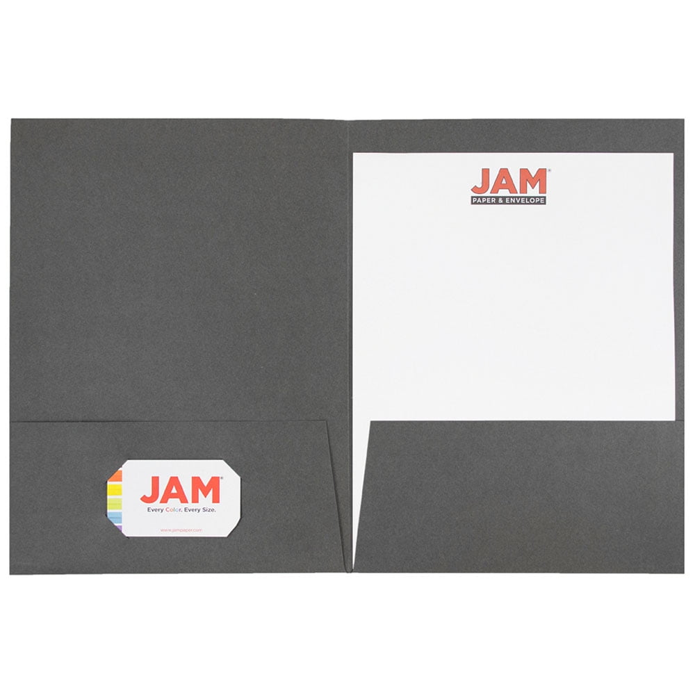 JAM Paper Two Pocket Textured Linen Business Folders, Gray, Bulk 100/Box