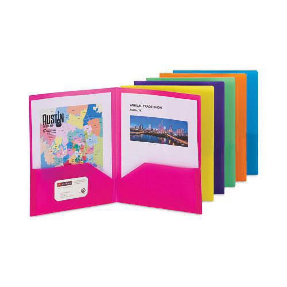 Smead SMD87761 2 Pocket Poly File Folder&#44; Assorted Color - 6 per Pack