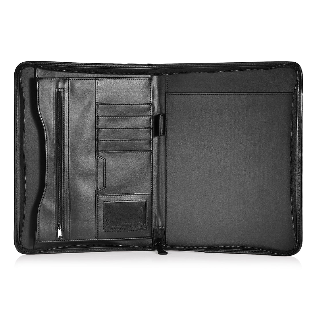 Bospa Padfolio Portfolio Folder/Multi Function Folder/Business Folder with Zippered Closure and Professional Leather (Black)