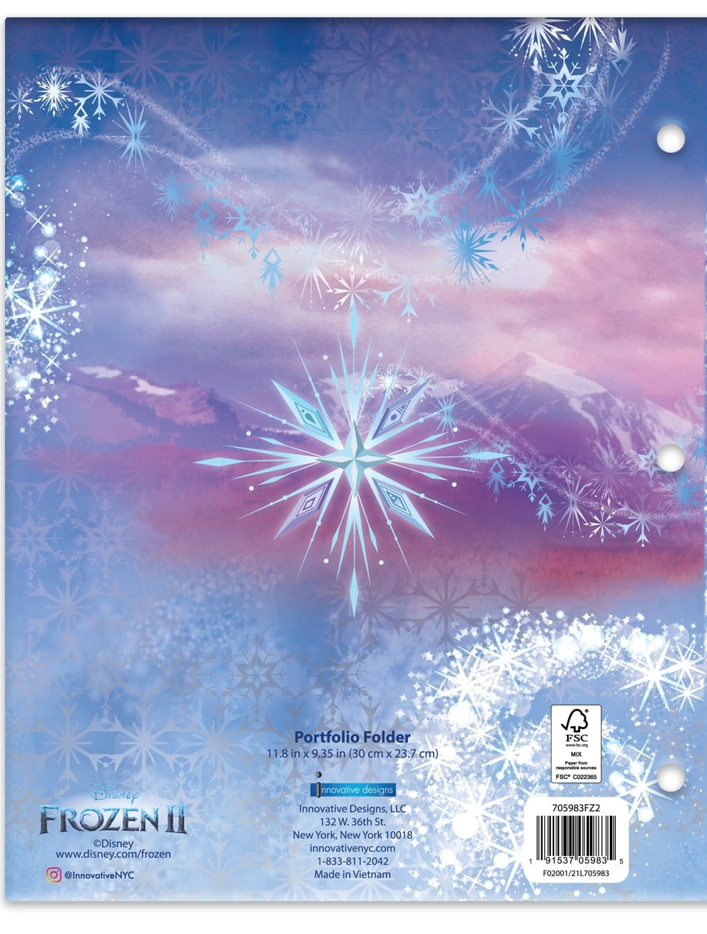 Disney Frozen 2-Pocket Paper Folder, 3-Hole Punched, Assorted Designs