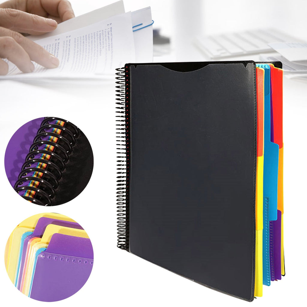 Kilougeis Clearance 3 Prong Poly Folder with Pockets Pocket Folder Classroom&nbsp;Must&nbsp;Haves Spiral Binder Black 6 Pages