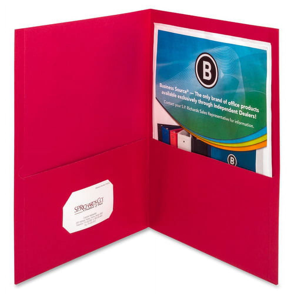 Business Source, BSN78494, Two-Pocket Folders, 25 / Box, Red