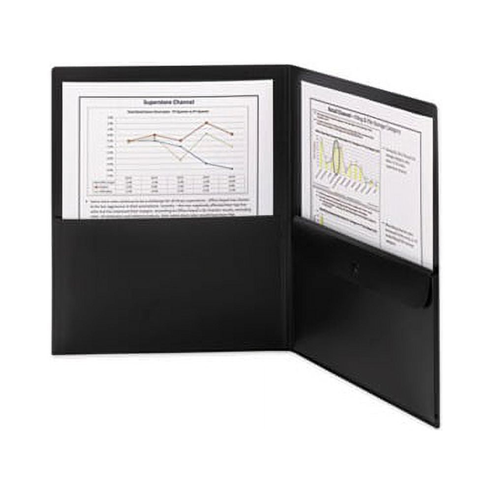 Smead Poly 2-Pocket Folders with Security Pkt Black 5/PK Ltr (87700)