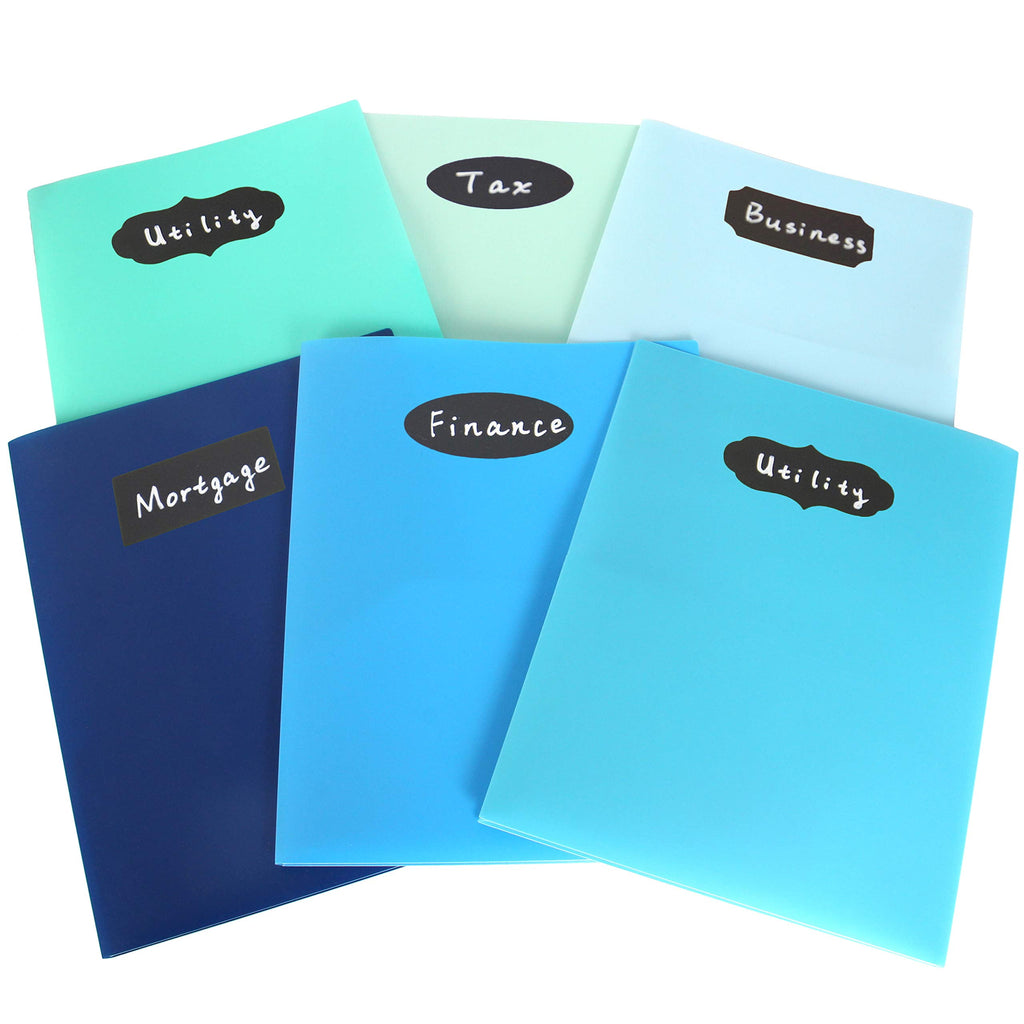 Youngever 6 Pack Heavy Duty Plastic Two Pocket Folders, Heavy Duty Plastic 2 Pocket Folder (Coastal Colors)