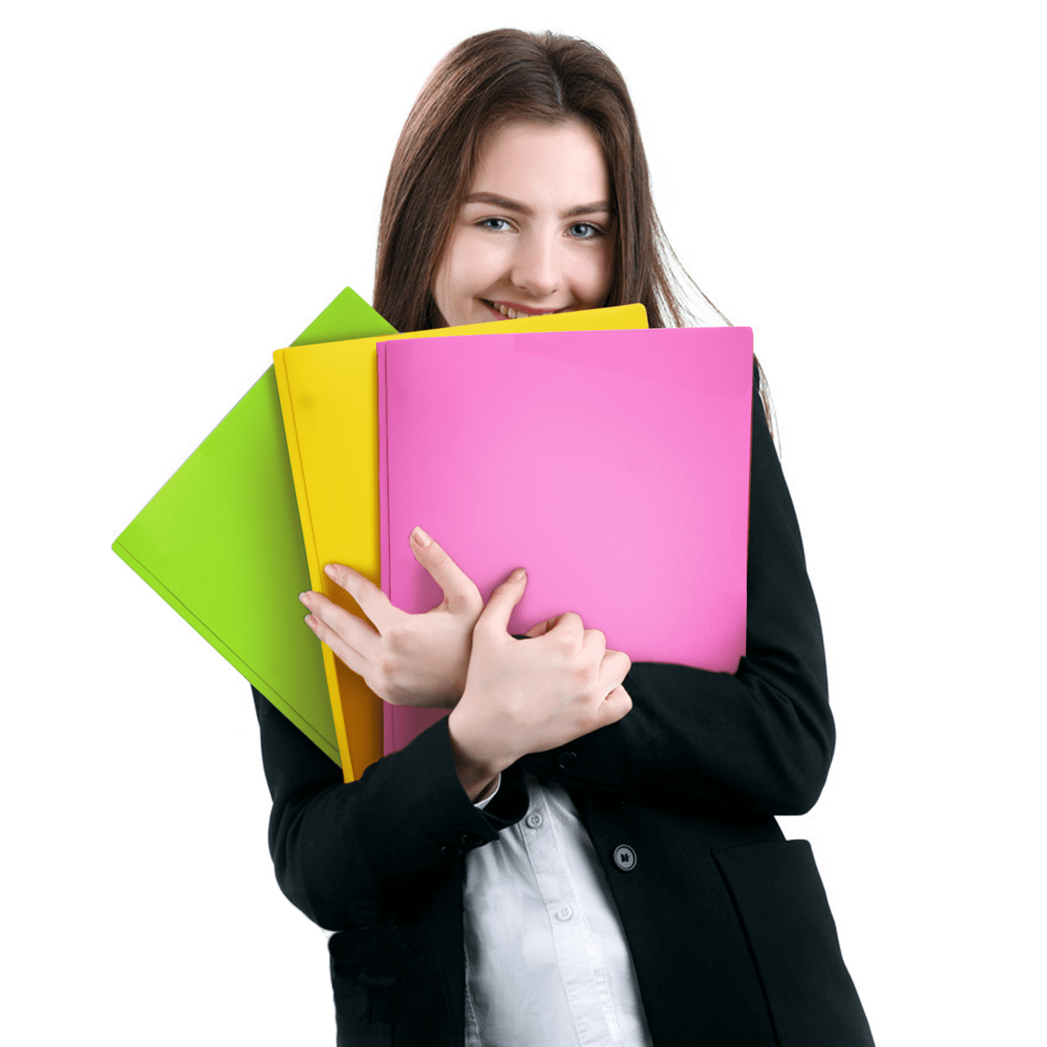 RYWESNIY Heavy Duty Plastic Folders with Pockets and Prongs,Plastic School Supplies Folders, Assorted Colors, Letter Size, 6 Pack