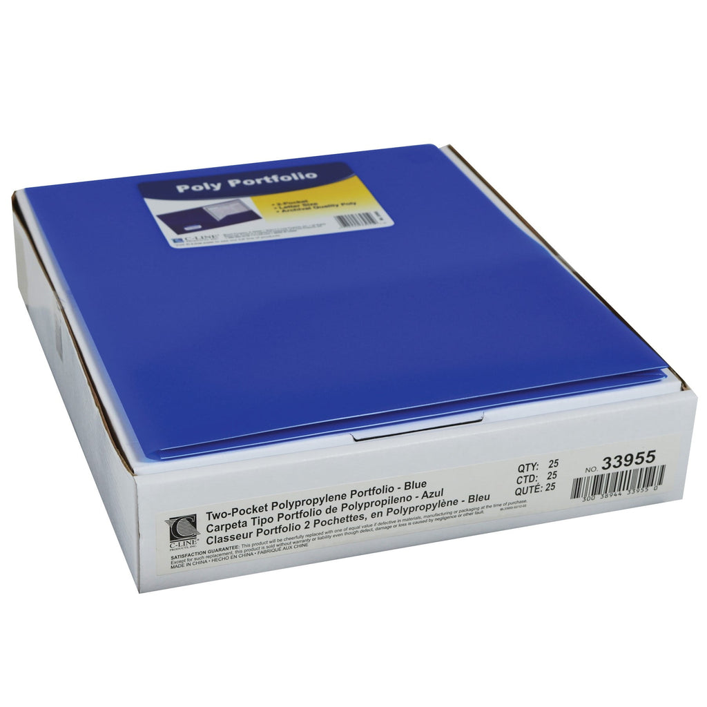 Oxford Poly Two Pocket Portfolio, Blue, Pack of 25
