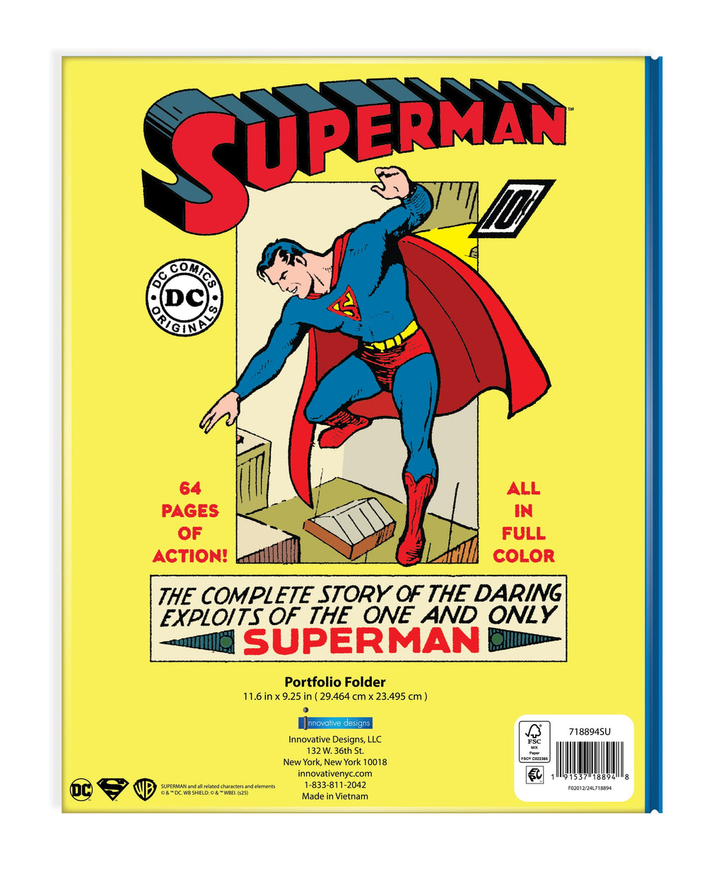 Superman 2-Pocket Paper Folder with 3 Prongs, 9.25" x 11.6", for Students