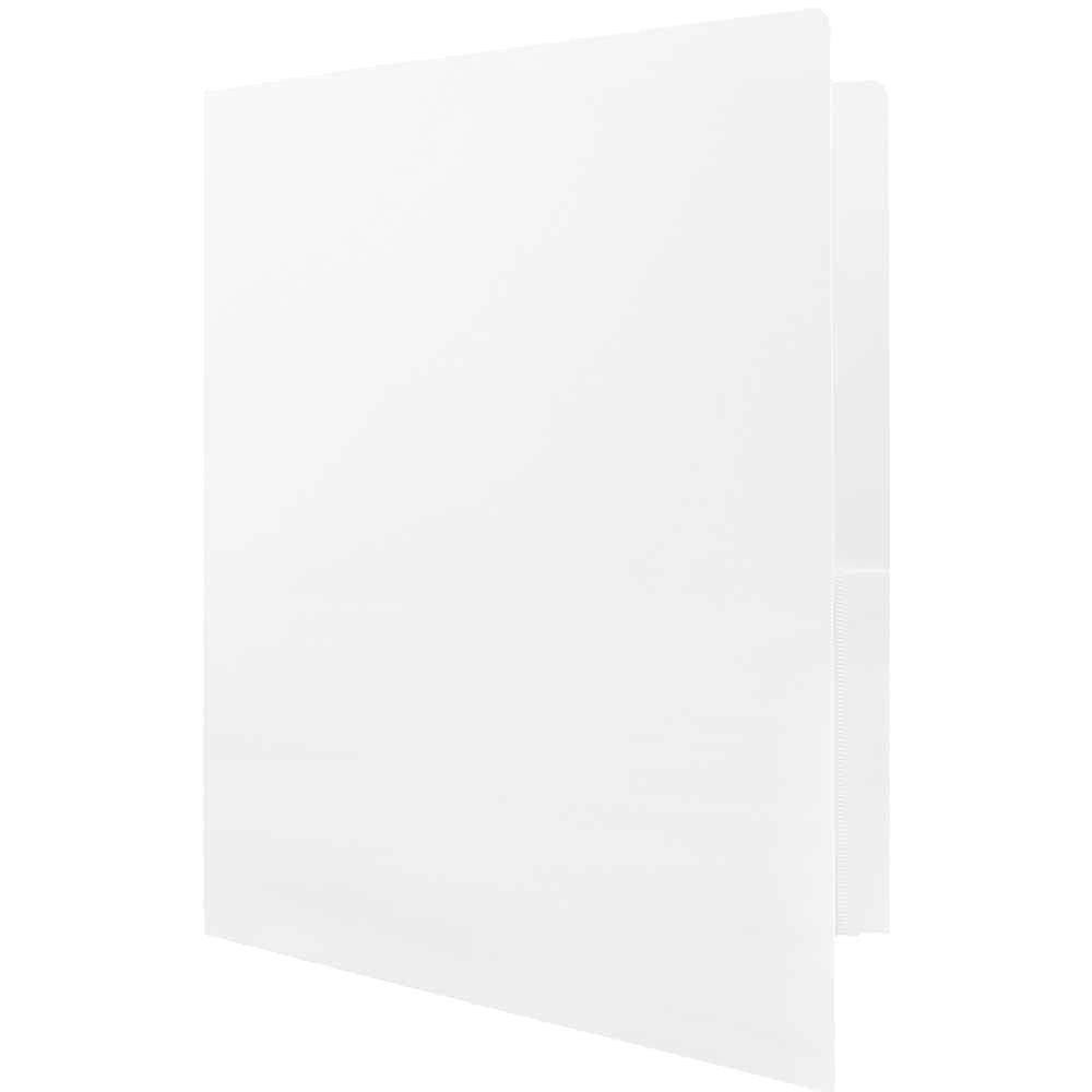 JAM Paper Heavy Duty Plastic 2 Pocket School Folders, White, 3/Pack