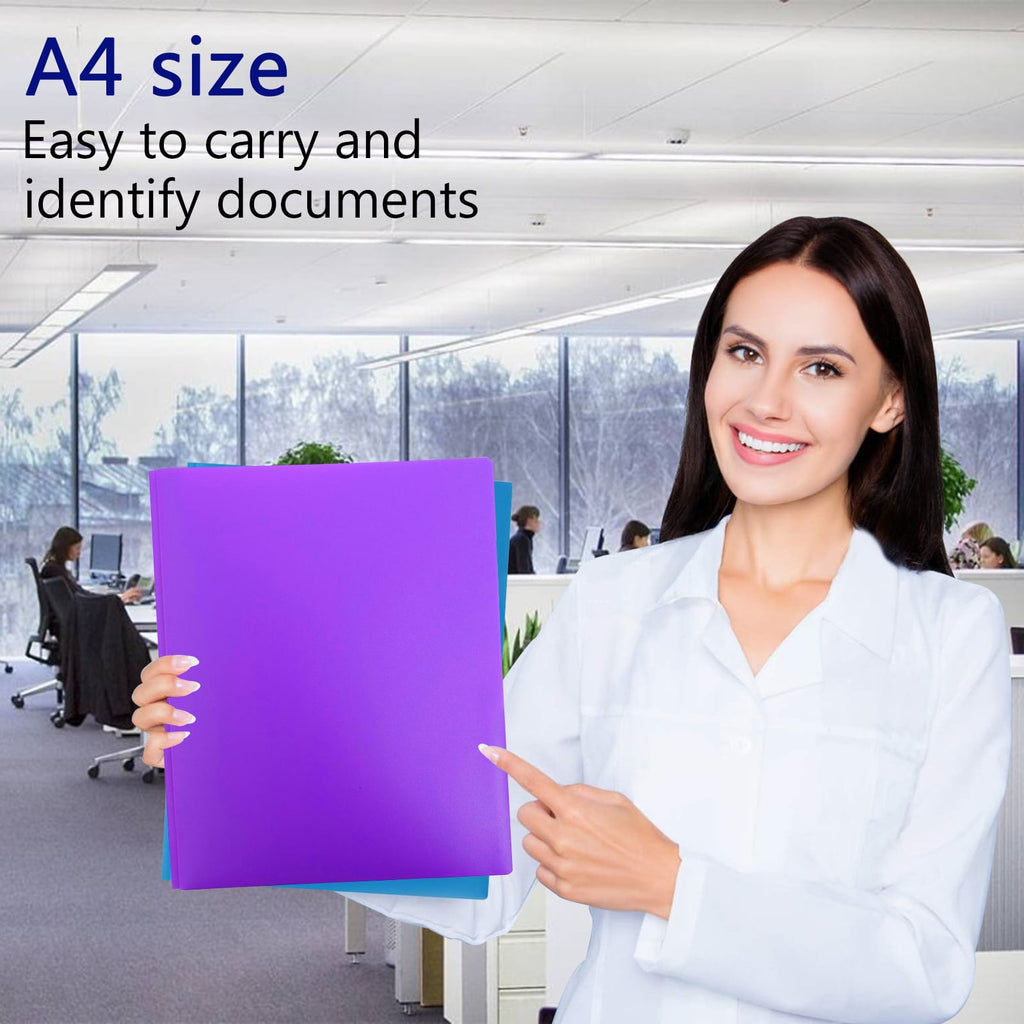 6 Pack Plastic Folders with Pockets and Prongs, 2 Pocket 3-Clasp Folders, Tear-Resistant, Long Lasting Acid-Free Poly, Use for School Office Home Business