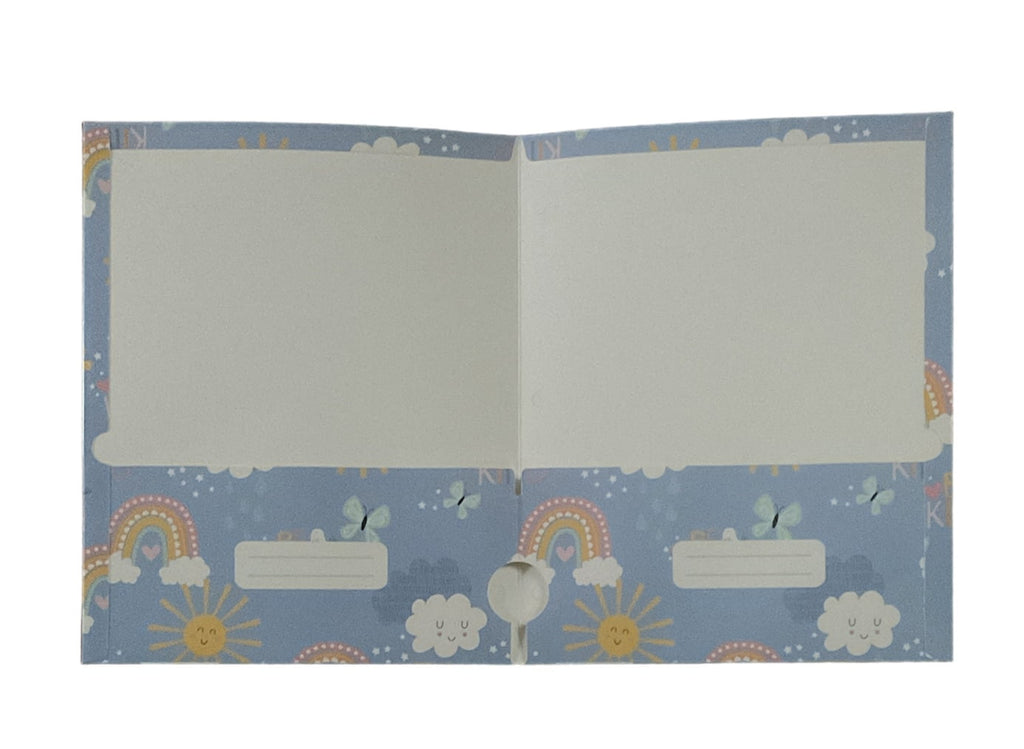 Back to School 2 Pocket Folders Portfolios Designs include Unicorns, Rainbows, Butterflies and Flowers  Set of 4 Elementary Grade School