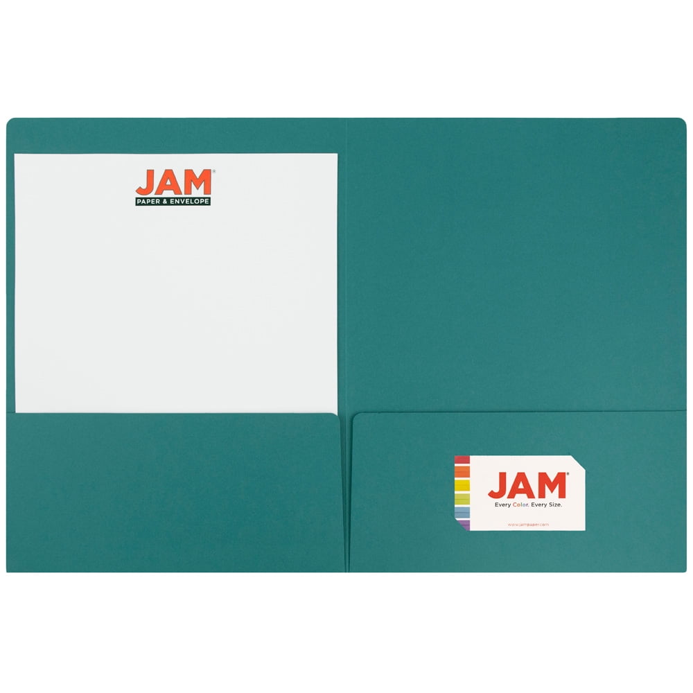 JAM Paper Matte Two Pocket Folders, Teal, 6/Pack