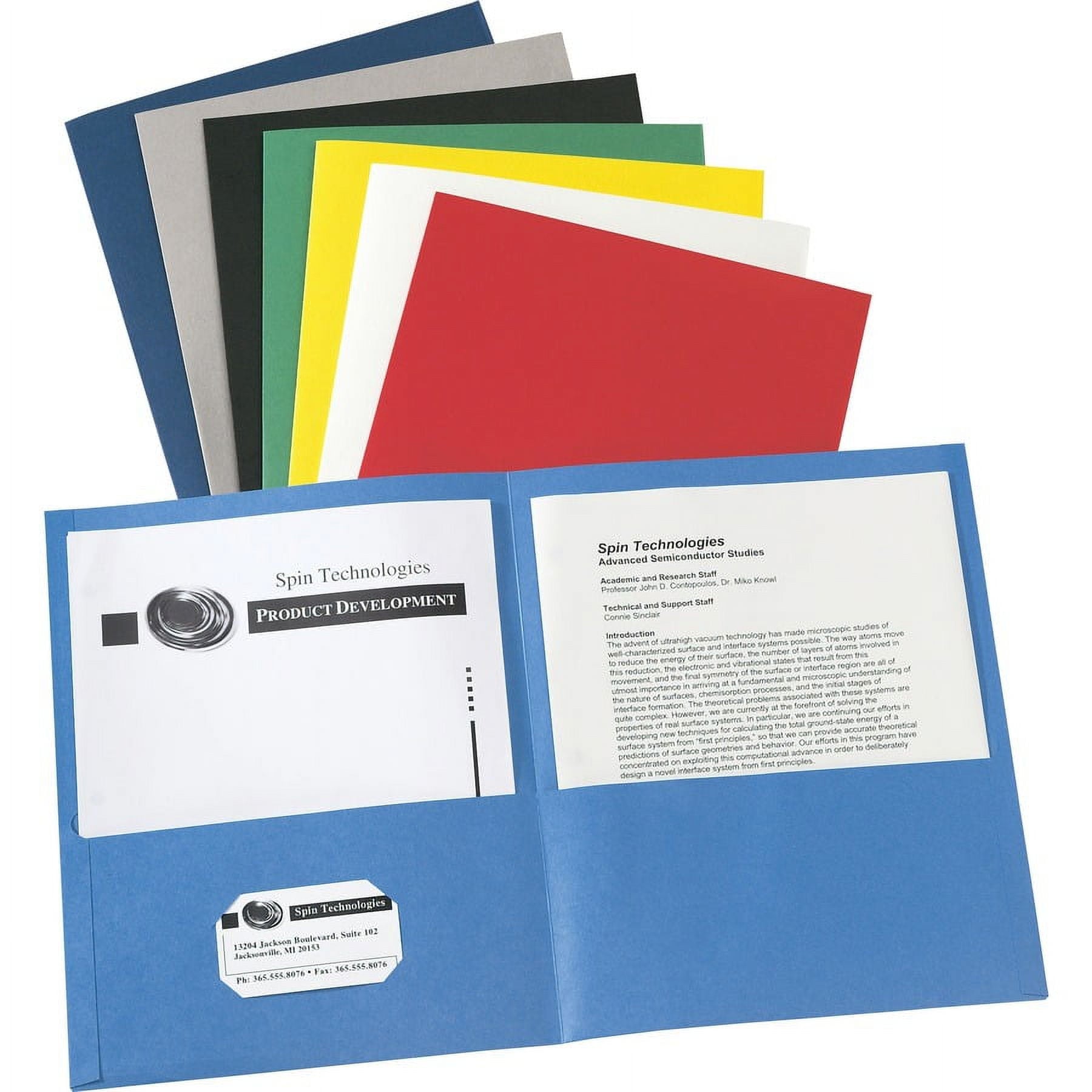 Avery® Letter Pocket Folder - 8 1/2" X 11" - 40 Sheet Capacity - 2 Internal Pocket(s) - Assorted - 125 / Carton