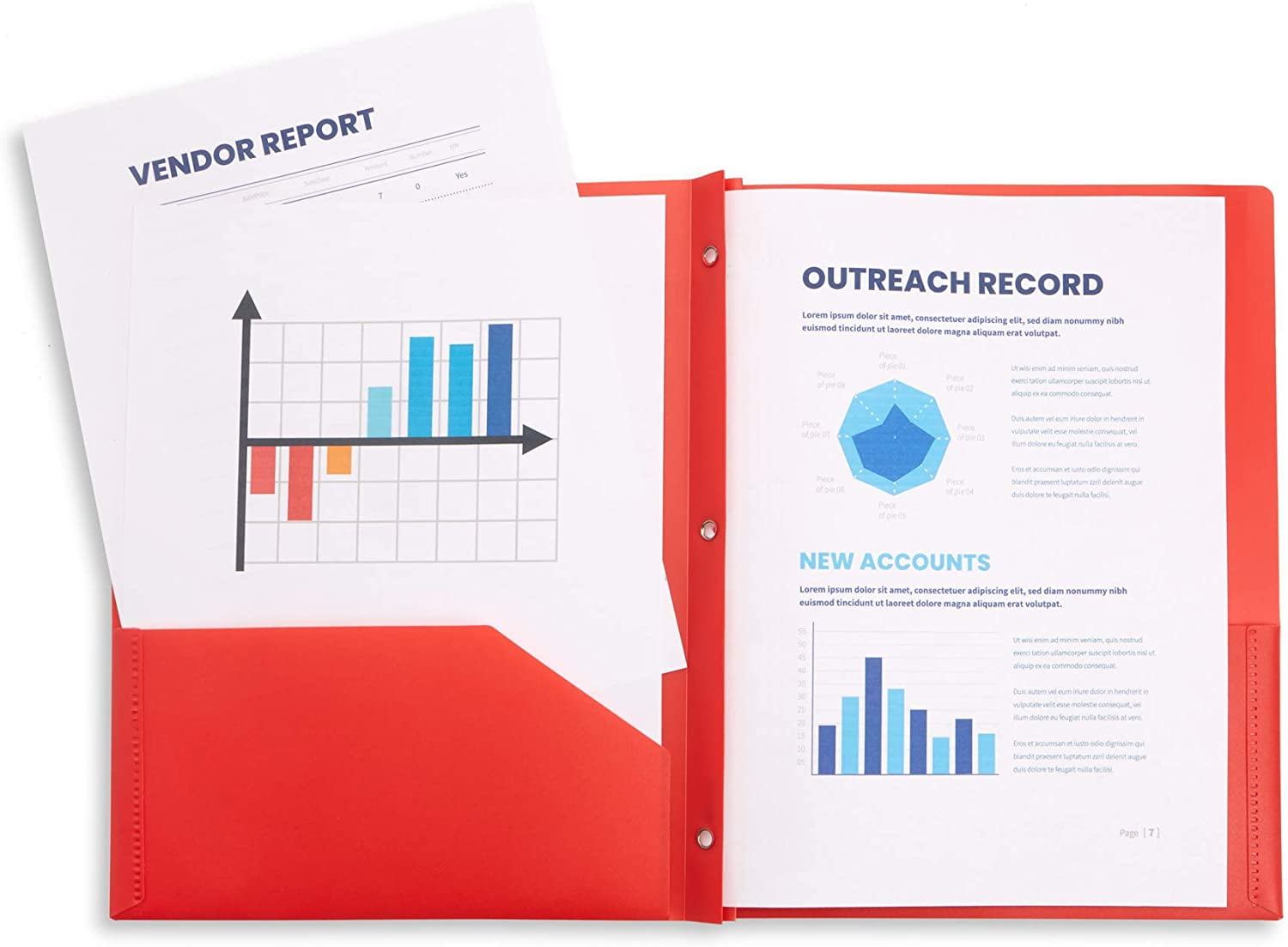 M·SOUTGONE 6 Pack Multicolor Plastic Folders with 3 Prongs, Ideal for School, College, Home, and Office