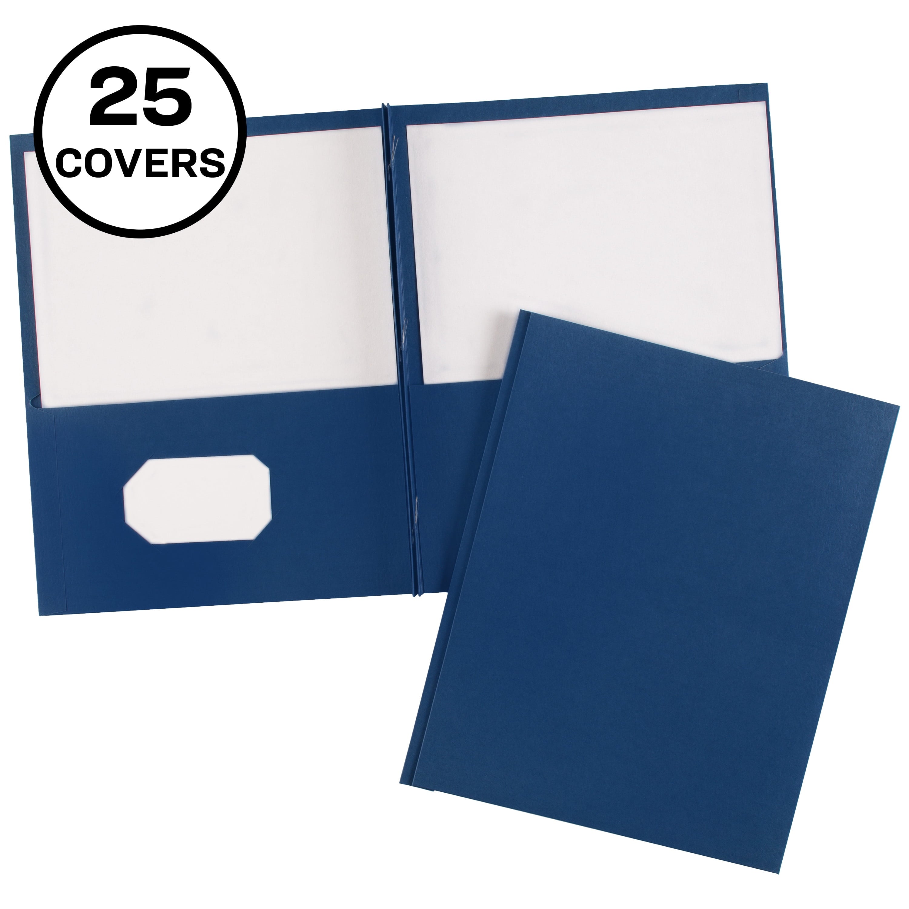 Two Pocket Folders with 3 Prong Fasteners, 25 Blue Folders (47975)