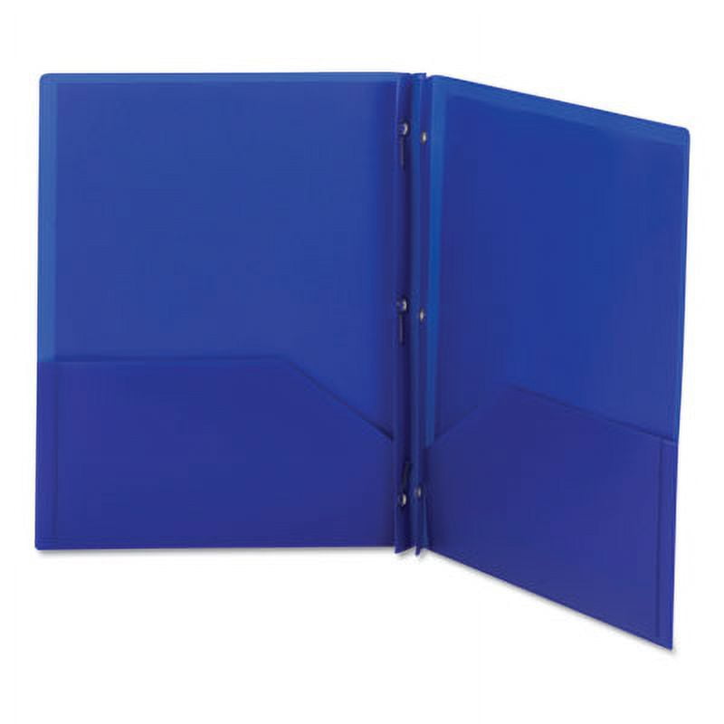 Smead Poly Two-Pocket Folder w/Fasteners, 11 x 8 1/2, Blue, 25/Box (87726)