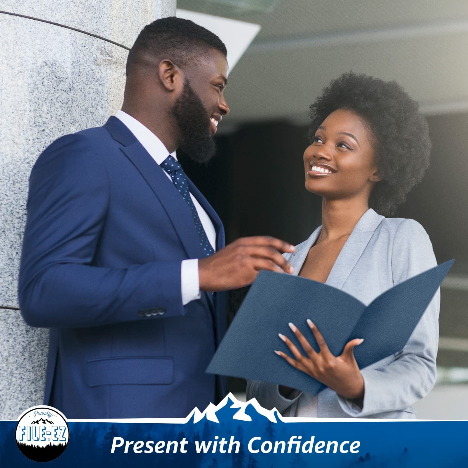 FILE-EZ Two-Pocket Folders, Assorted Colors, 25-Pack, Textured Paper, Letter Size (EZ-52500), Made in USA