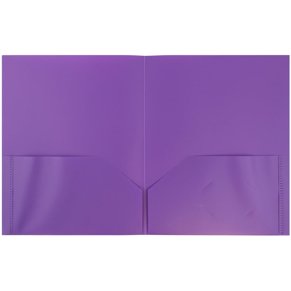 JAM Paper Plastic 2 Pocket School POP Folders, Purple, 6 per Pack