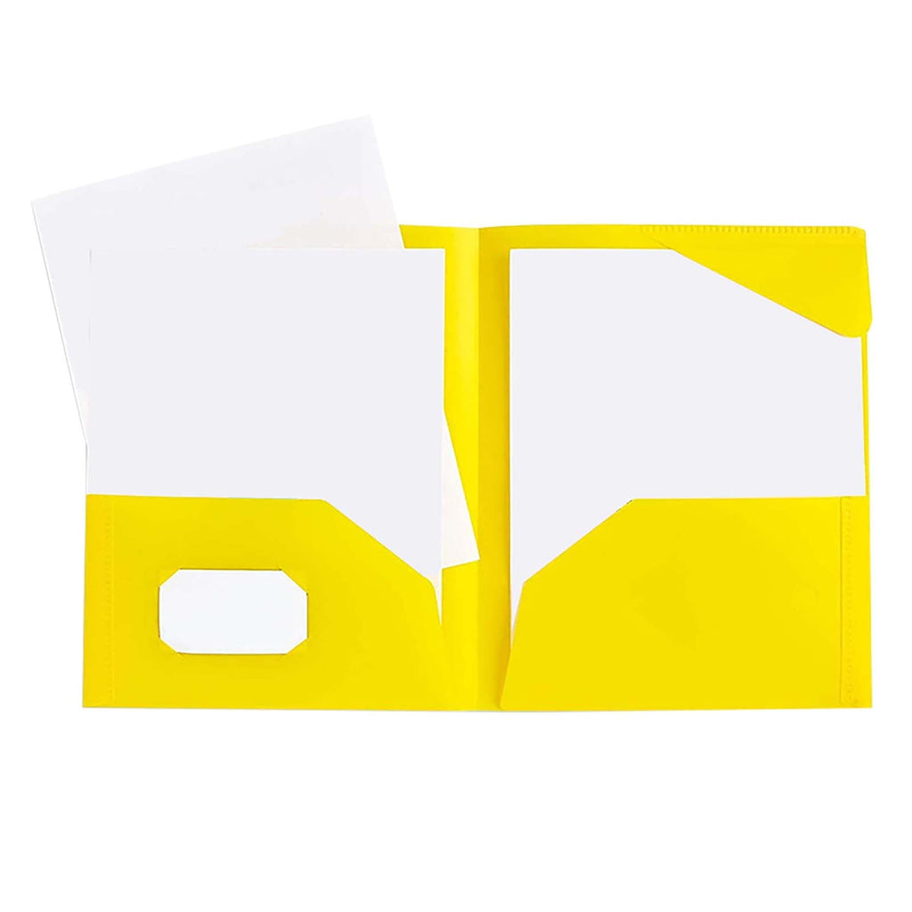 DJJGXAN Two Pocket Plastic Folders with Pockets (1 Pack), Durable Heavy Duty File Folders with Business Card Slot, 2-Pocket Folder for Office, Letter Size, Back to School (Blue)