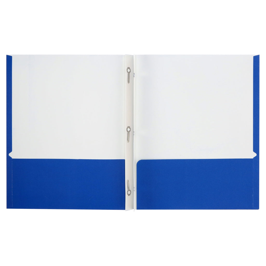 Better Office Products Blue Paper 2 Pocket Folders with Prongs, Blue, 50 Pack