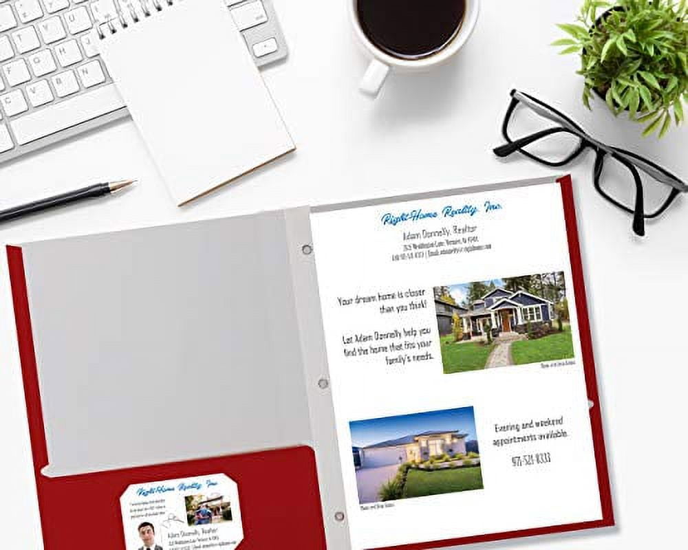 Red Paper 2 Pocket Folders with Prongs, 50 Pack, by Better Office Products, Matte Texture, Letter Size Paper Folders, 50 Pack, with 3 Metal Prong Fastener Clips, RED