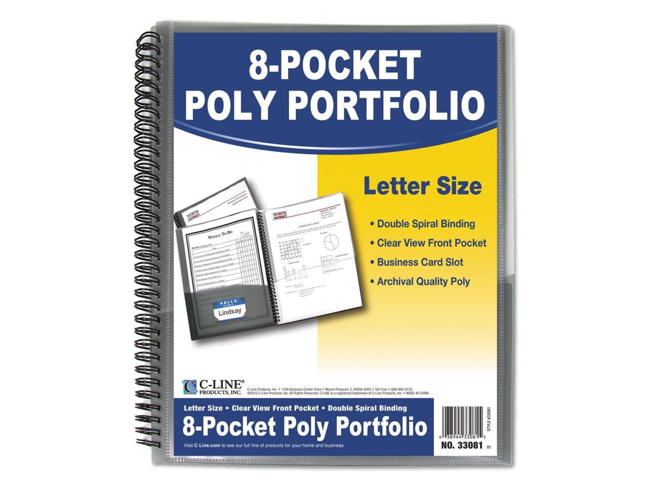 C-Line, CLI33081, 8-Pocket Spiral-bound Poly Portfolio, 1 Each, Smoke,Clear