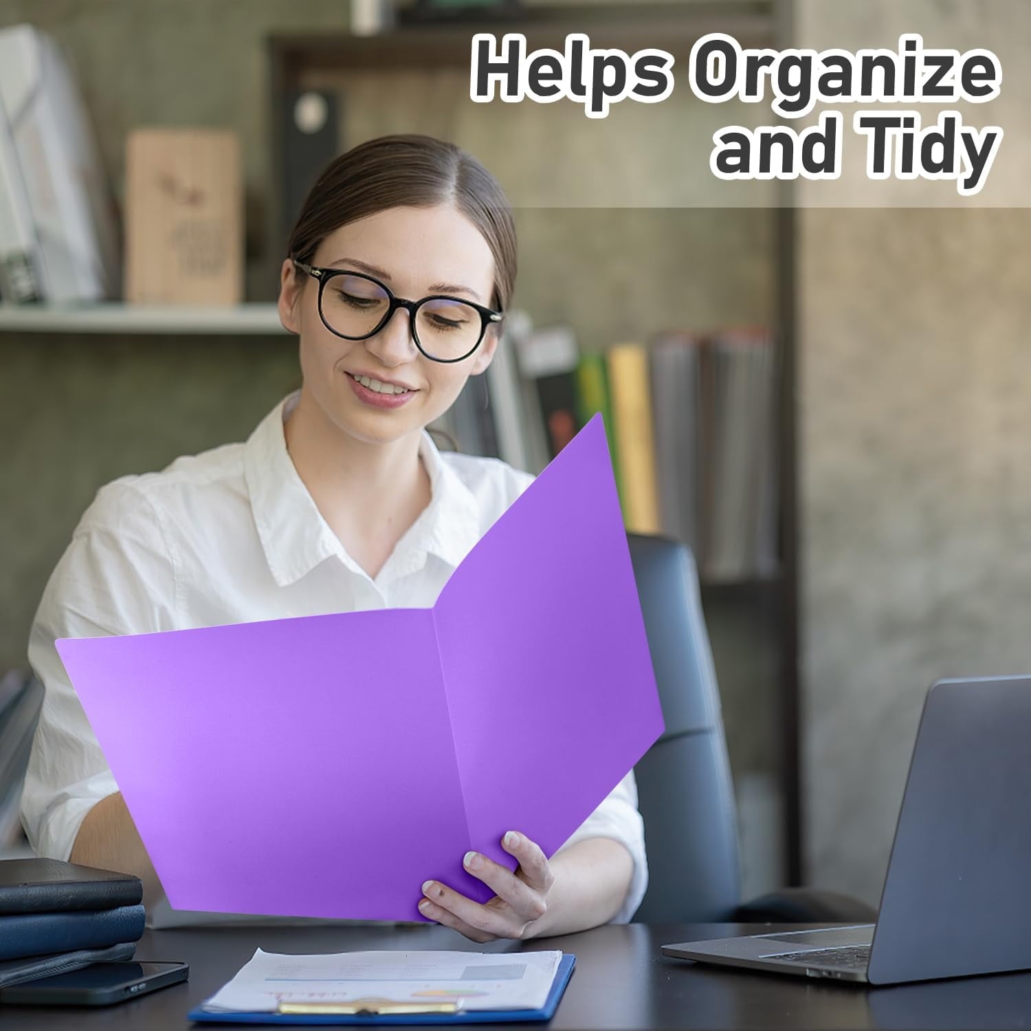 XKDOUS 12 Packs Plastic Folders with Pockets, Heavy Duty Two Pocket Folder, Plastic File Pocket Folders for Paper, School Office Document, Letter Size