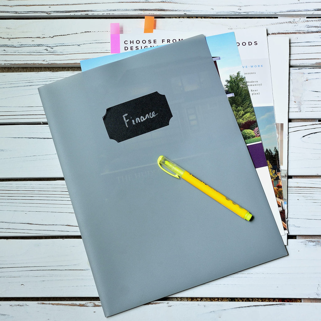 Youngever 6 Pack Heavy Duty Plastic Two Pocket Folders, Heavy Duty Plastic 2 Pocket Folder (Grey)