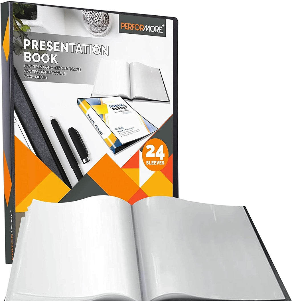 2 Pack of Presentation Folder, 24 Pocket Presentation Display Book (Black) with Plastic Sleeves