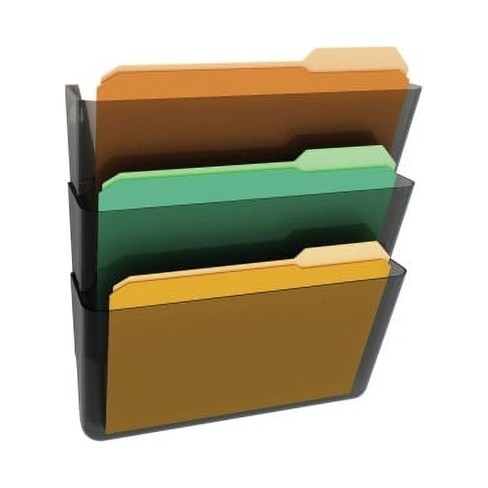 Deflecto Stackable DocuPocket Set 3 Pocket(s) - 14" Height x 13" Width x 4" Depth - Smoke - 3 / Set