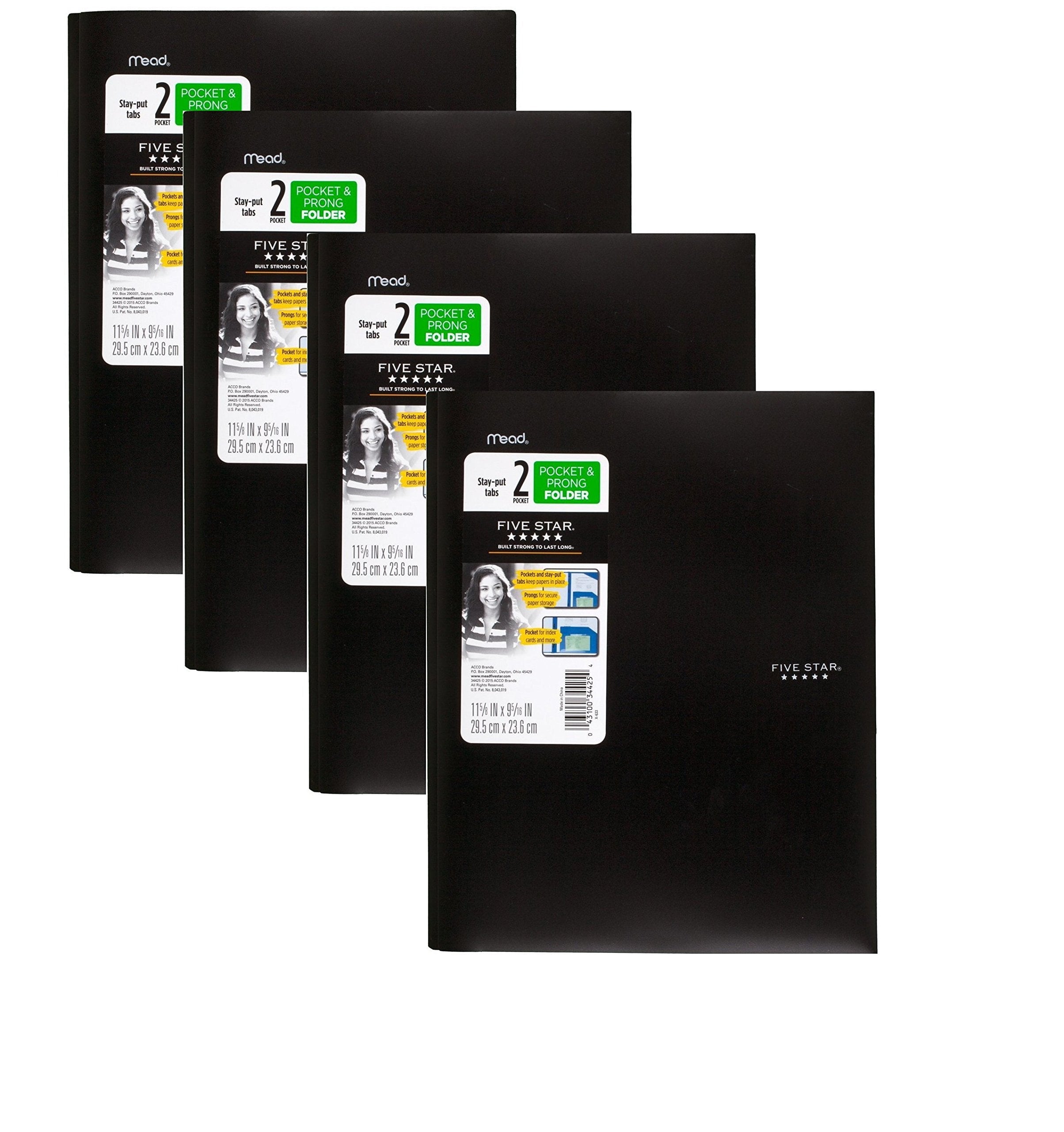 Five Star 2 Pocket Plastic Folder - 3 pack Assorted Colors