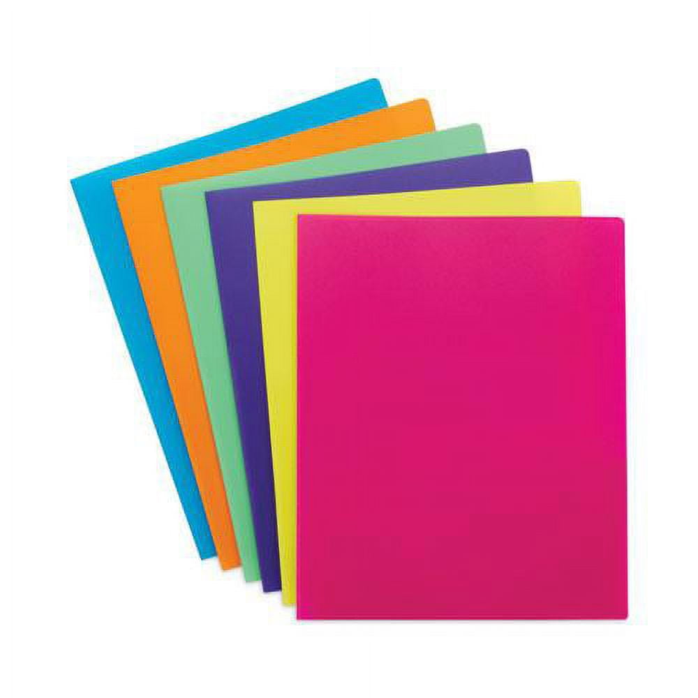 Smead SMD87761 2 Pocket Poly File Folder&#44; Assorted Color - 6 per Pack