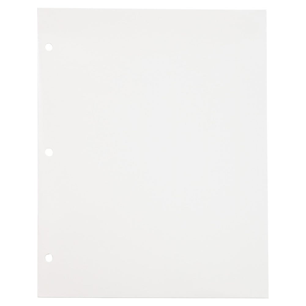 JAM Paper Laminated Two Pocket Glossy 3 Hole Punch School Folders, White, 3/Pack