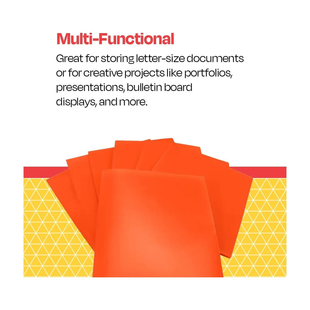 2-Pocket Poly Folders, Orange, Pack of 25