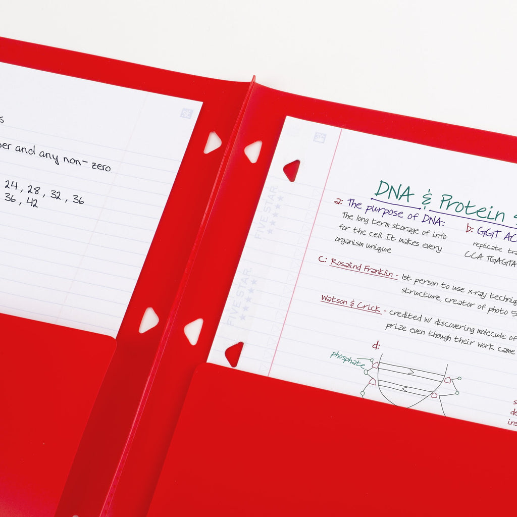 Five Star Customizable 2-Pocket Plastic Folder Plus Study App 4 Pack Black Fire