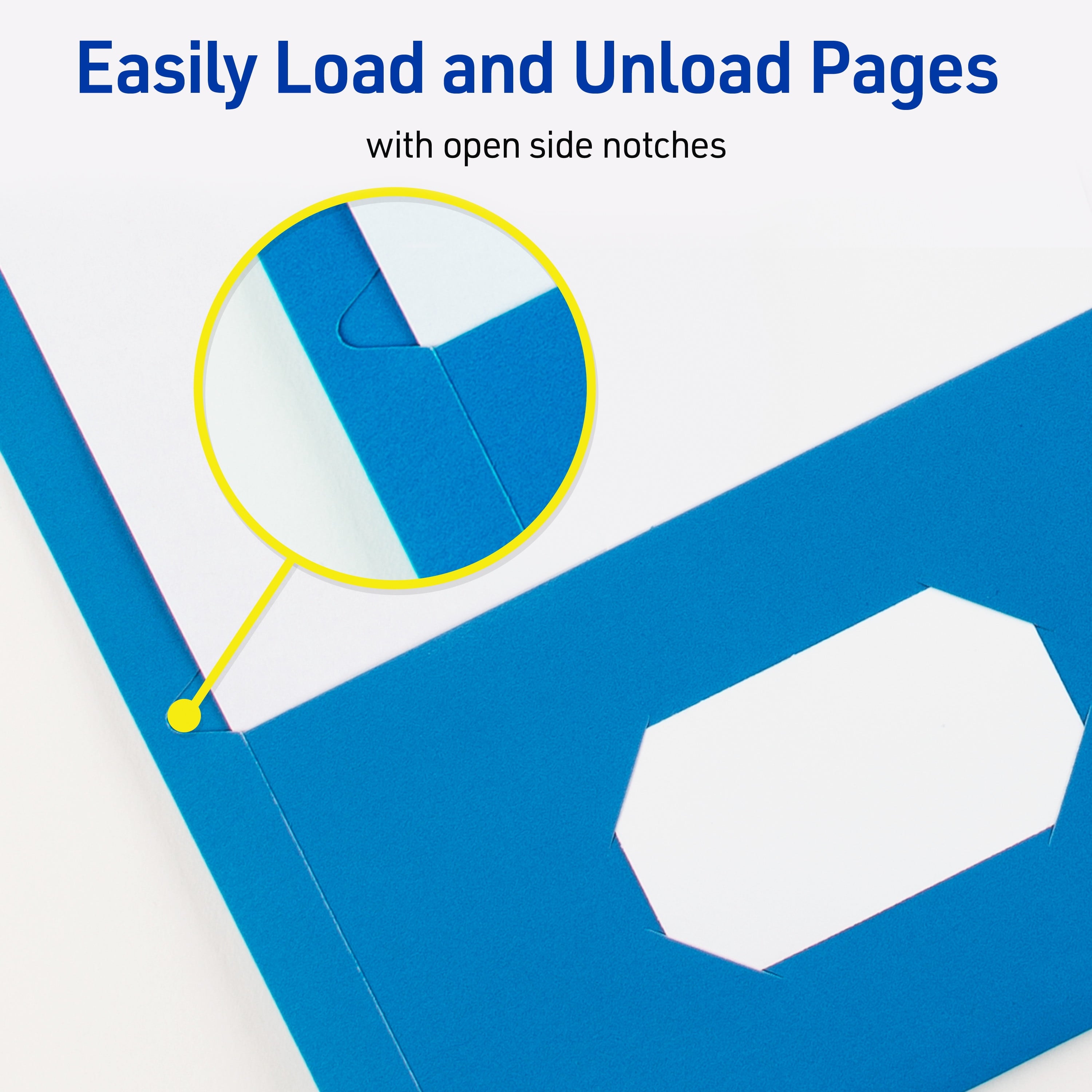 Two Pocket Folders with 3 Prong Fasteners, 25 Blue Folders (47976)