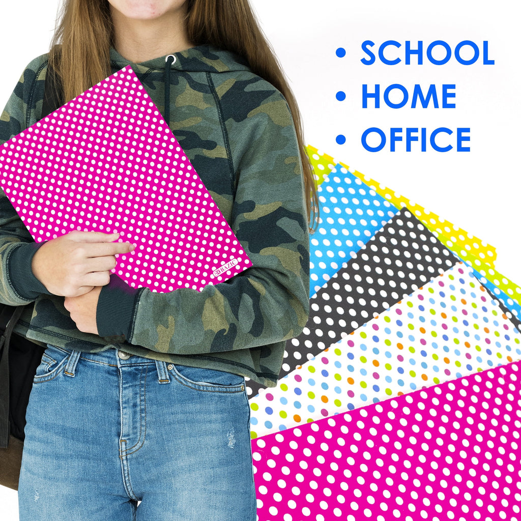 BAZIC 2 Pockets Paper Folder, Polka Dot Portfolio, Document Folders, 6-Pack