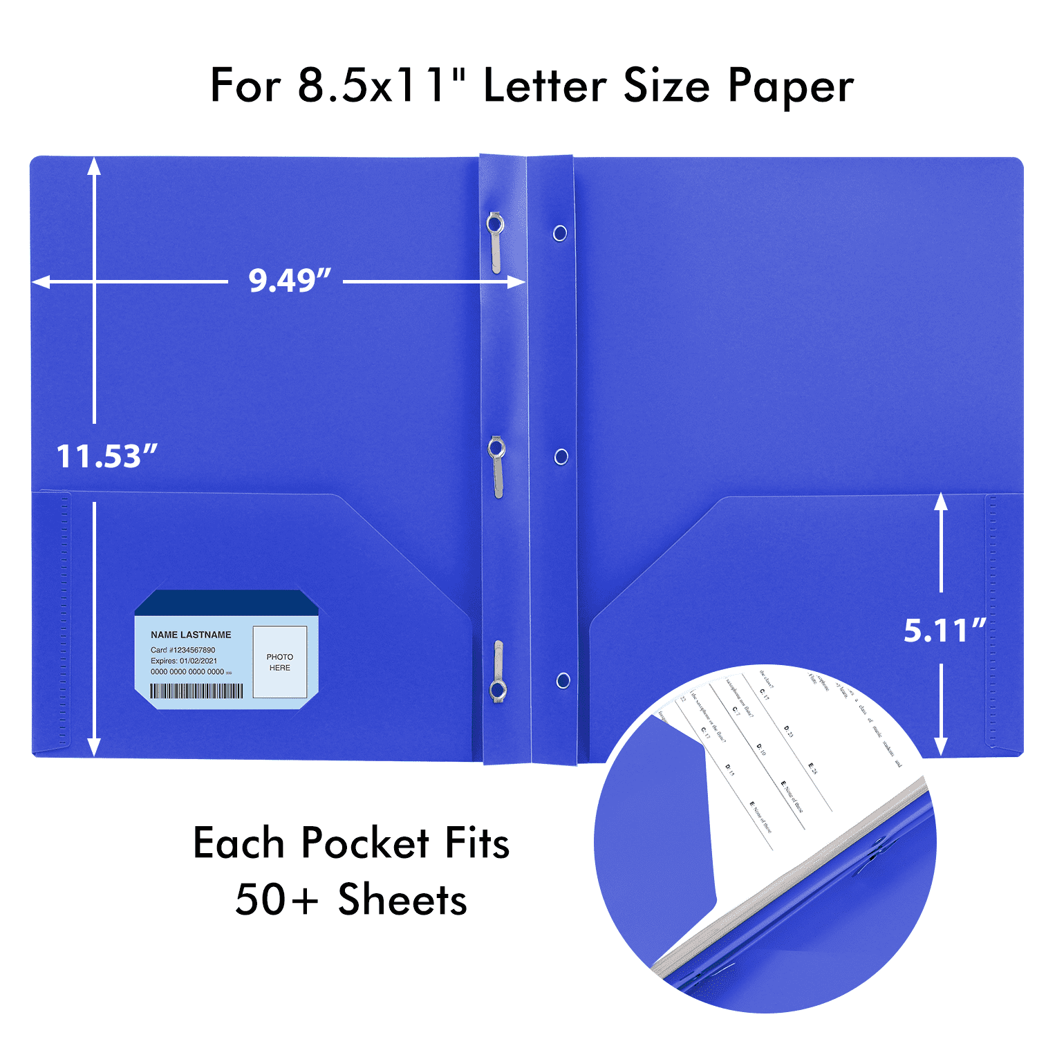 Aipker 7-Color Folders with Pockets and Prongs, Pockets Folder with Business Card Slots, Set of 7 Pack