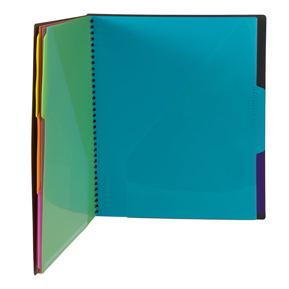 JAM Paper & Envelope Plastic Multi-Pocket Folder, 12 Pockets, Smoke Grey